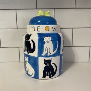 Trish Richman At Home Meow Meow Cat Kitty Ceramic Treat Canister Jar